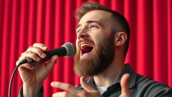 Dynamic speaker discussing multi-platform audience engagement, vibrant setting.