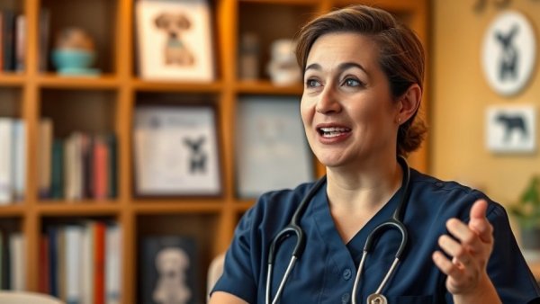 Veterinarian discussing preventable diseases in pets indoors.