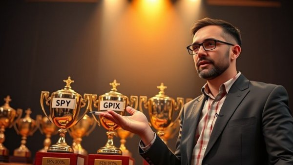 S&P 500 Income Showdown: Man presenting SPYI, GPIX, JEPI performance.