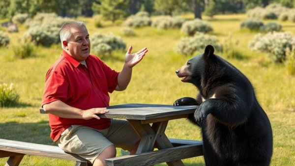 Unexpected ways pets surprise humans: bear joins picnic
