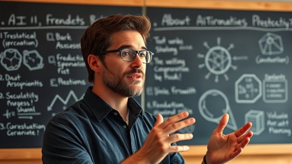 Presenter discussing synthetic data generation for smarter AI workflows.