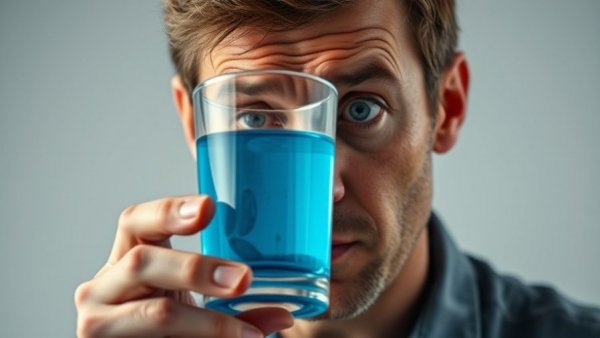 Methylene blue color change experiment with split-color glass.