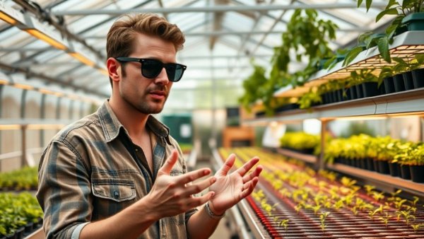 Man in sunglasses explaining seed starting mistakes in greenhouse