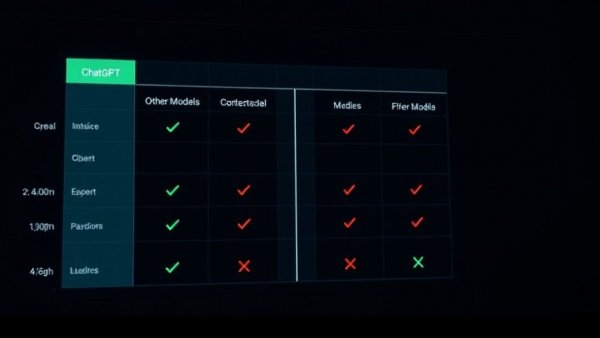 Digital interface comparing ChatGPT with other models, demonstrating performance metrics.