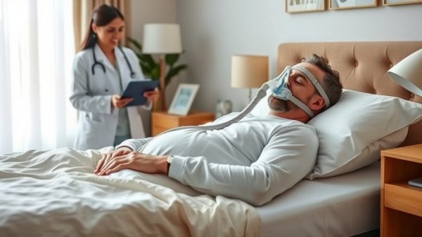 Best sleeping positions for CPAP therapy demonstrated in modern bedroom.