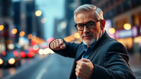 Mature man embracing creative career change after 50.