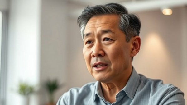 Man speaking at interview discussing healthy diet for cancer prevention.