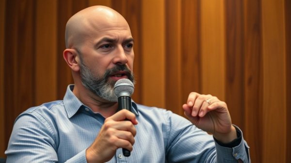 Man discussing about Amazon DSP for Entrepreneurs, emphasizing communication.