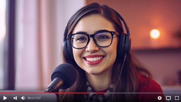 Woman discussing IoT security issues in a podcast.