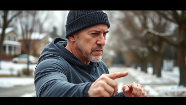 Middle-aged man exercising outdoors focused on physical training.