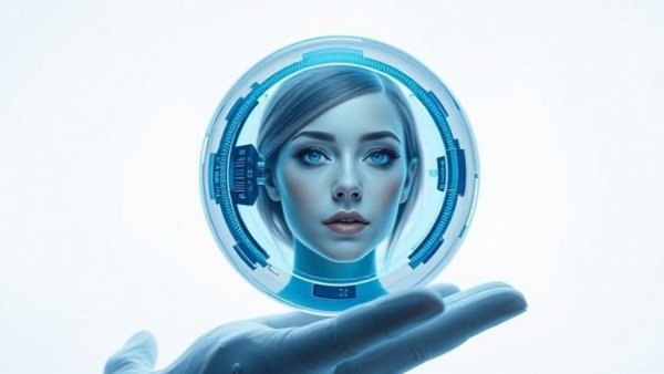 Futuristic AI capsule held by glove, illustrating AI generated videos for business owners.