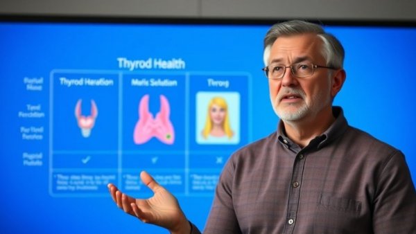 Informative image on iodine and Hashimoto's with chart and speaker