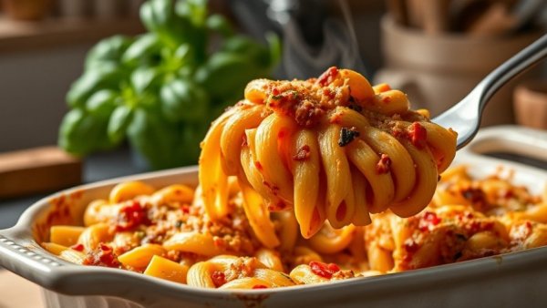 Delicious baked pasta served in a cozy setting featuring Healthy dining Ohio menu.