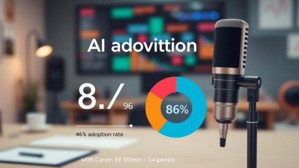 AI adoption statistics presentation with pie chart and analysis.
