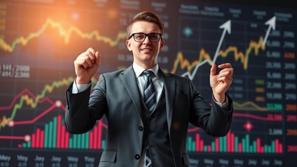 Beating the S&P 500: Man drawing growth charts with digital background.