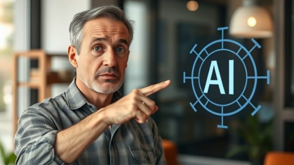 Man discussing best AI tools for writing, focused in a modern setting.