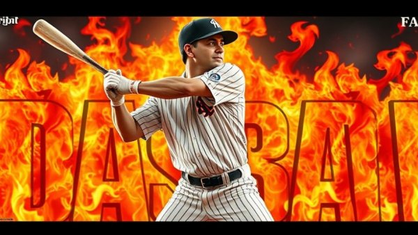 Humorous baseball illustration with fiery background and bold lettering, Dayton Ohio News.