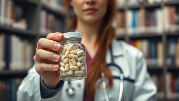 Veterinarian discussing pet health services with supplements.