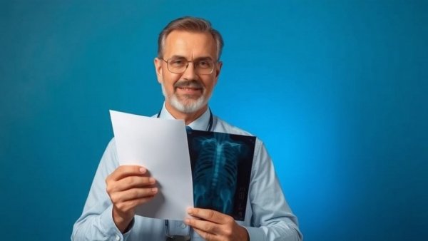 Credible Health Information emphasized through a man with medical documents.