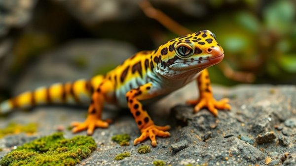 Leopard Gecko Setup for Beginners: vibrant gecko on rock.