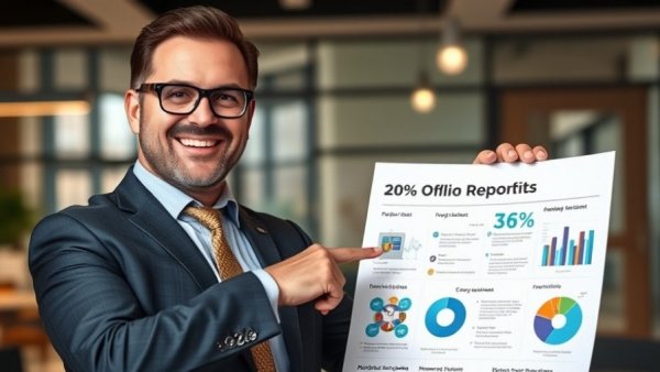 Income Portfolio Update with businessman and report showing 10.3 percent.