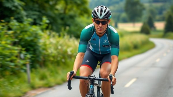 Cyclist observing litter rules for gels in a triathlon setting.