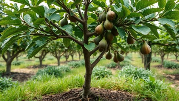 Fastest growing fig varieties; young fig tree in orchard.