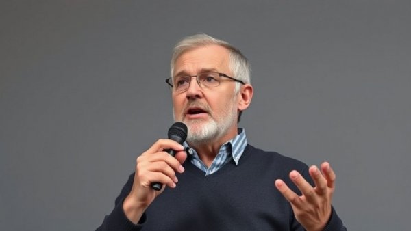 Middle-aged man sharing Healthy Living Insights with enthusiasm against gray background.