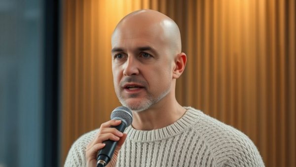 Man discussing content optimization in a studio setting