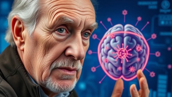 Man discusses natural health with brain and shield graphic.