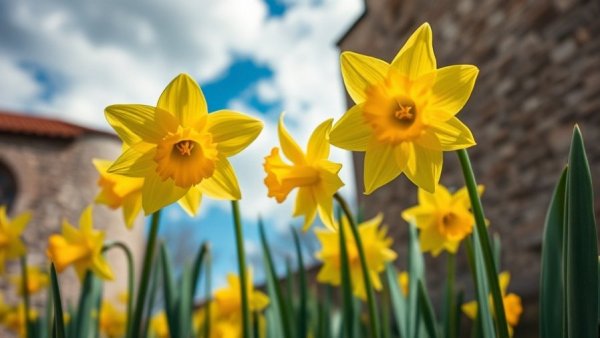 Ohio Buckeyes in bloom with daffodils at Ohio State.