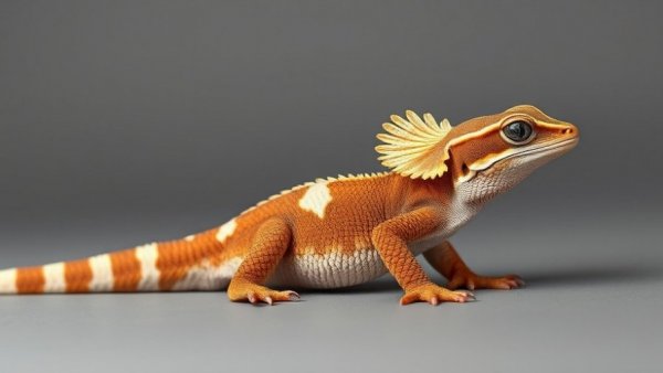 Elegant superstripe crested gecko resting gracefully with rich colors.