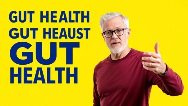 Health improvement and wellness promotion with mature man's gesture.