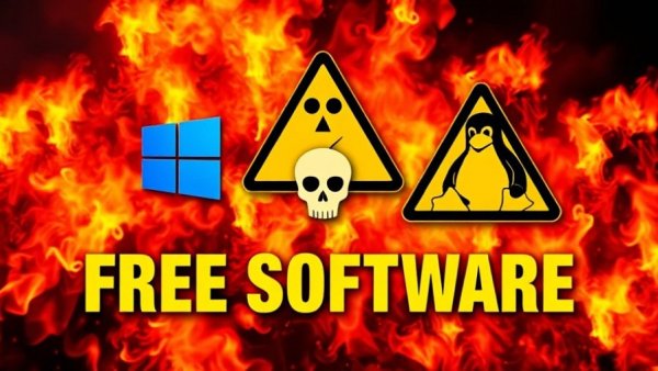 Vibrant graphic warning against 10 free software on PC.