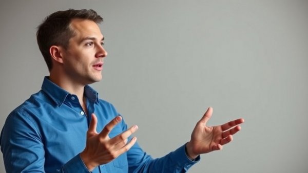 Confident man presenting digital marketing strategies.