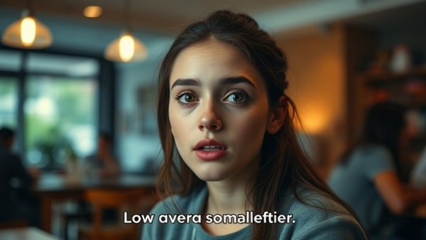 Casual and warm communication setup with expressive woman indoors.