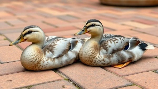 Funny animal clips featuring playful ducks on a brick patio.