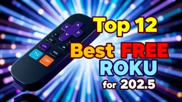 Bright graphic advertising the best free Roku apps for 2026.