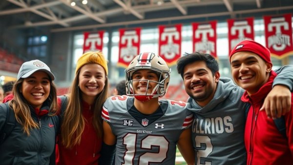 Ohio State Student Appreciation Day: students and player smiling