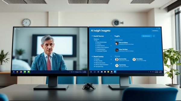Virtual meeting discussing AI brand perception with platform interface.