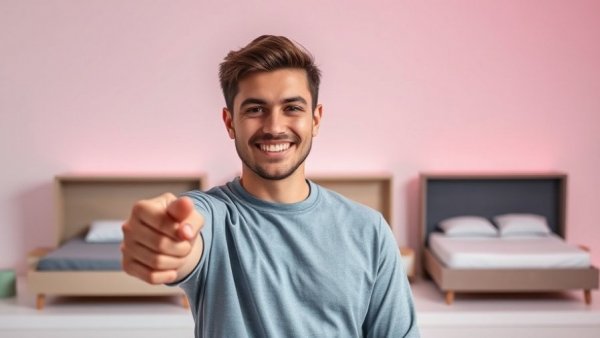 Best Bed in a Box for senior citizens showcase with smiling man.