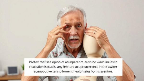 Man demonstrating acupressure for ringing ears relief.