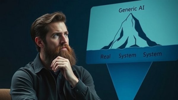 AI skills templates diagram with man beside an iceberg graphic.