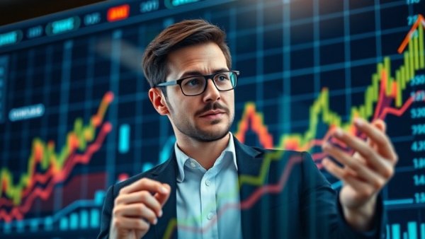 Businessperson analyzing chart of rising dividends, 8% yield.