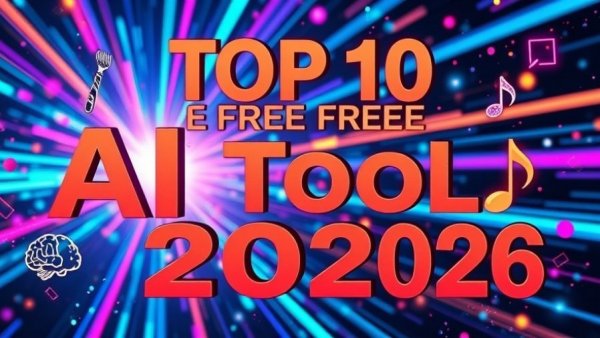 Top 10 Best Free AI Tools 2026 vibrant poster.