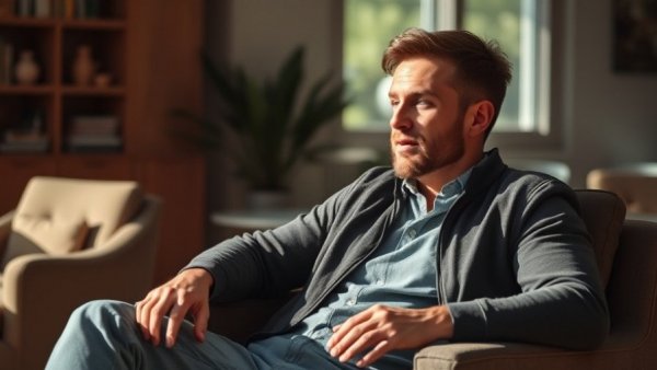 Casual discussion setting with focused male sharing insights indoors