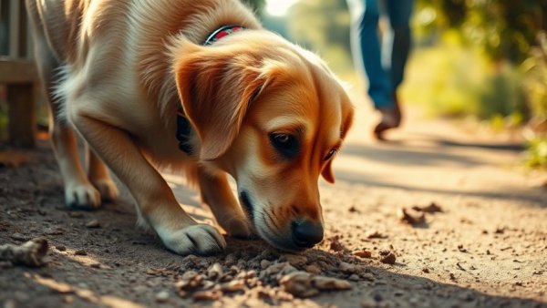 Golden retriever displaying playful pet behavior problems.