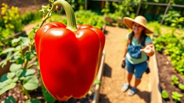 Person showcasing how to keep peppers producing all summer long.