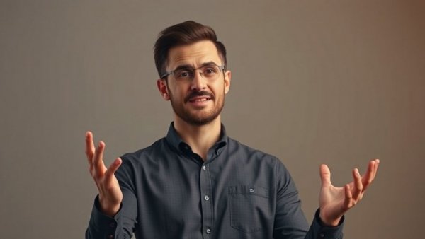 Confident man discussing AI chatbots in digital marketing.