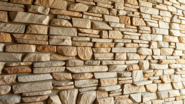 Close-up of a textured stone wall, diverse earthy tones.